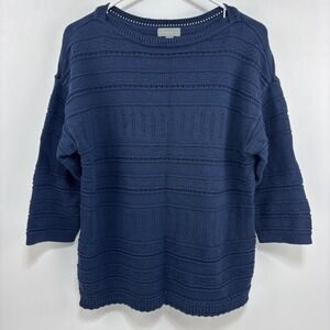 Style & Co. Nautical Navy Textured Knit Sweater Womens PXL Classic Preppy Comfy